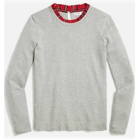 J.Crew ruffle trim layered look sweater Medium preppy old money business casual - Picture 2 of 6